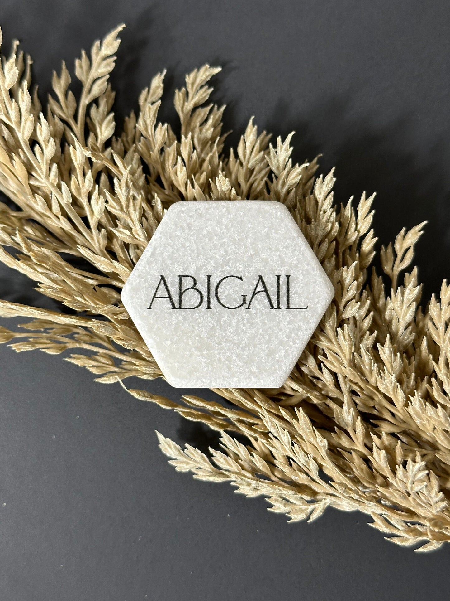 Mable Stone Acrylic Place Card Settings - Hexagon , Stone place names, Wedding place names, wedding place card settings