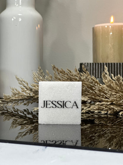 Mable Stone Acrylic Place Card Settings - Square , Stone place names, Wedding place names, wedding place card settings