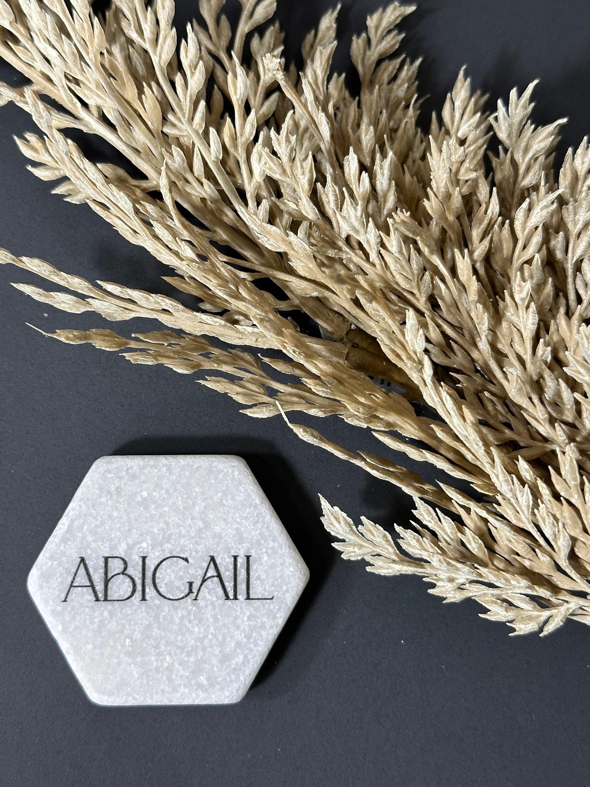 Mable Stone Acrylic Place Card Settings - Hexagon , Stone place names, Wedding place names, wedding place card settings