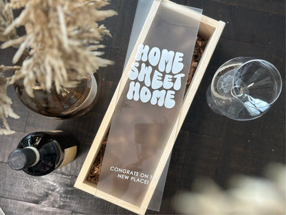 Personalized Wood Wine Box with Acrylic Lid | Housewarming Gift | Realtor Gift | New Home | Custom Closing Gift