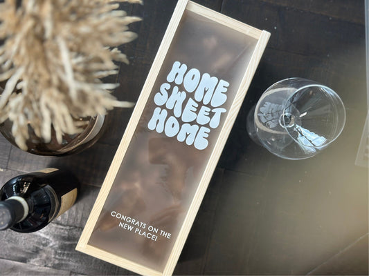 Personalized Wood Wine Box with Acrylic Lid | Housewarming Gift | Realtor Gift | New Home | Custom Closing Gift