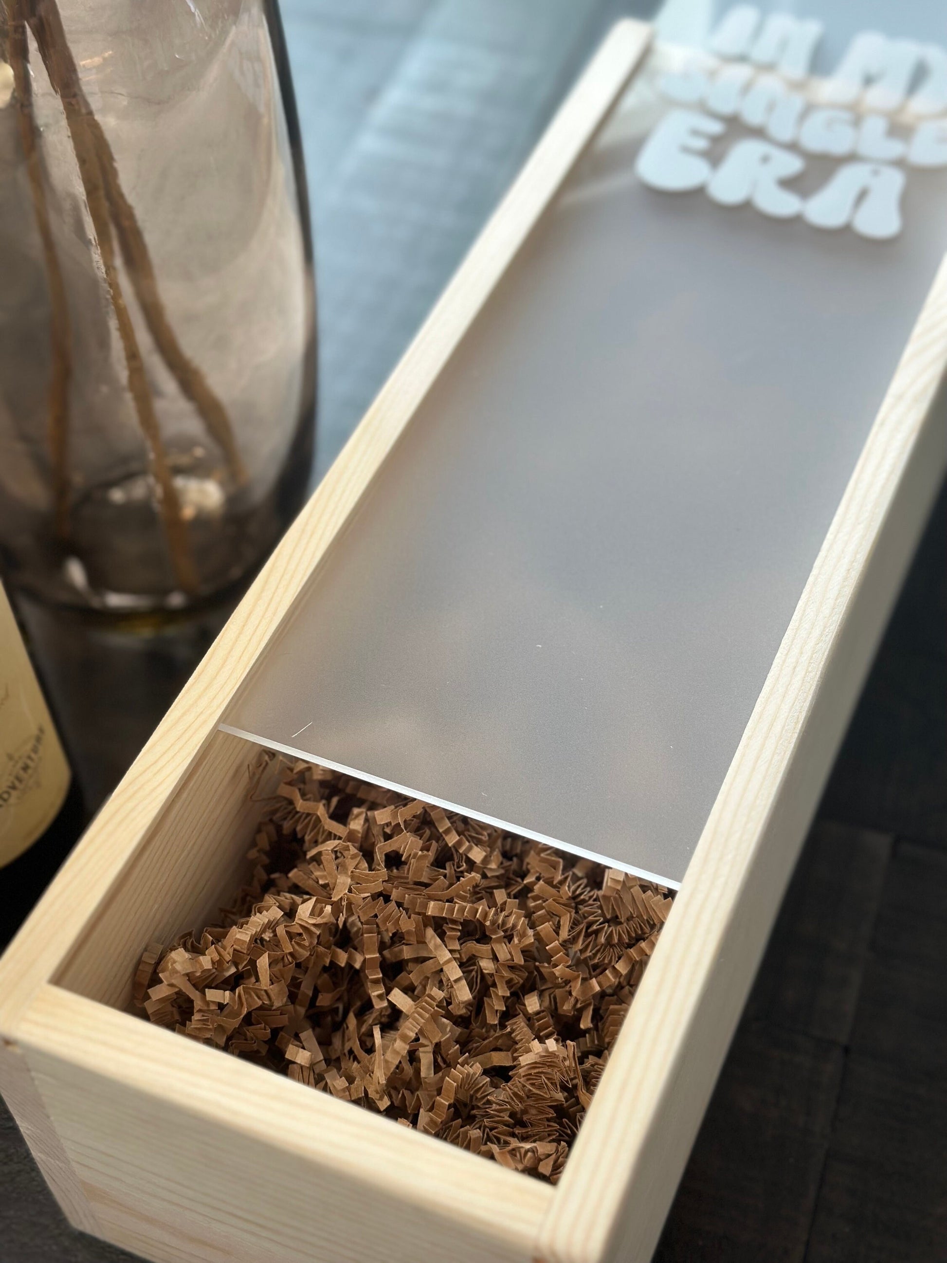 Personalized Wood Wine Box with Acrylic Lid | Divorce Gift | Era Gift | Valentines Day Gift | Galentines Day | Single Era | Thank U, Next