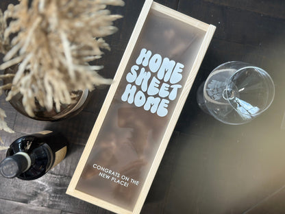 Personalized Wood Wine Box with Acrylic Lid | Housewarming Gift | Realtor Gift | New Home | Custom Closing Gift